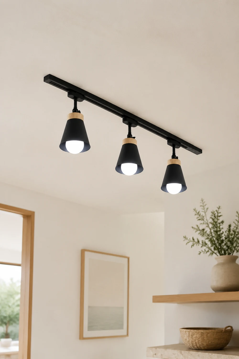 Haney Nordic Modern Cone Metal LED Ceiling Light Spotlight, Black/White - Lumpaz