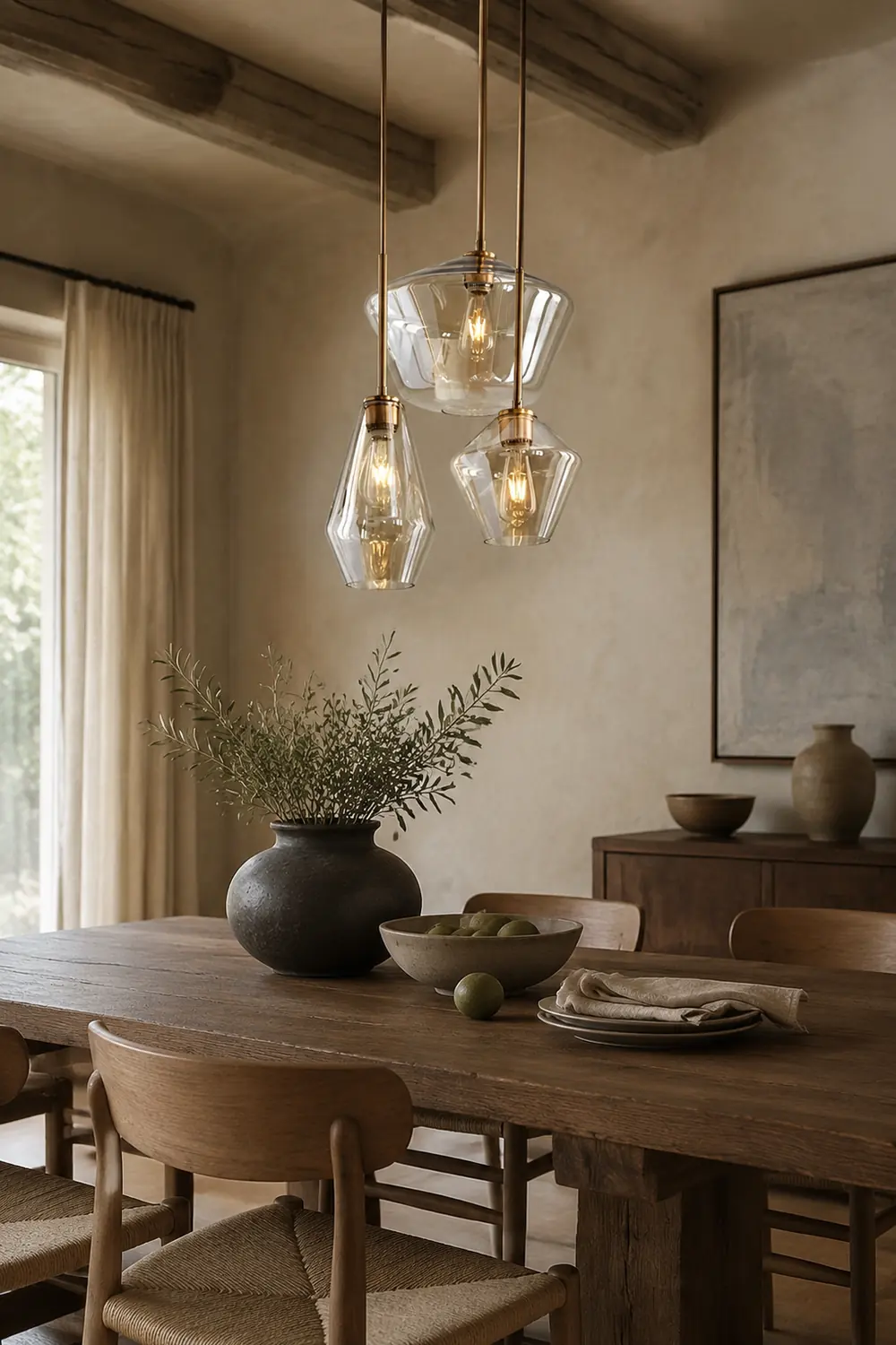 Hailie Pendant Light Clear Glass, Clear/Amber, Bedroom - Lumpaz