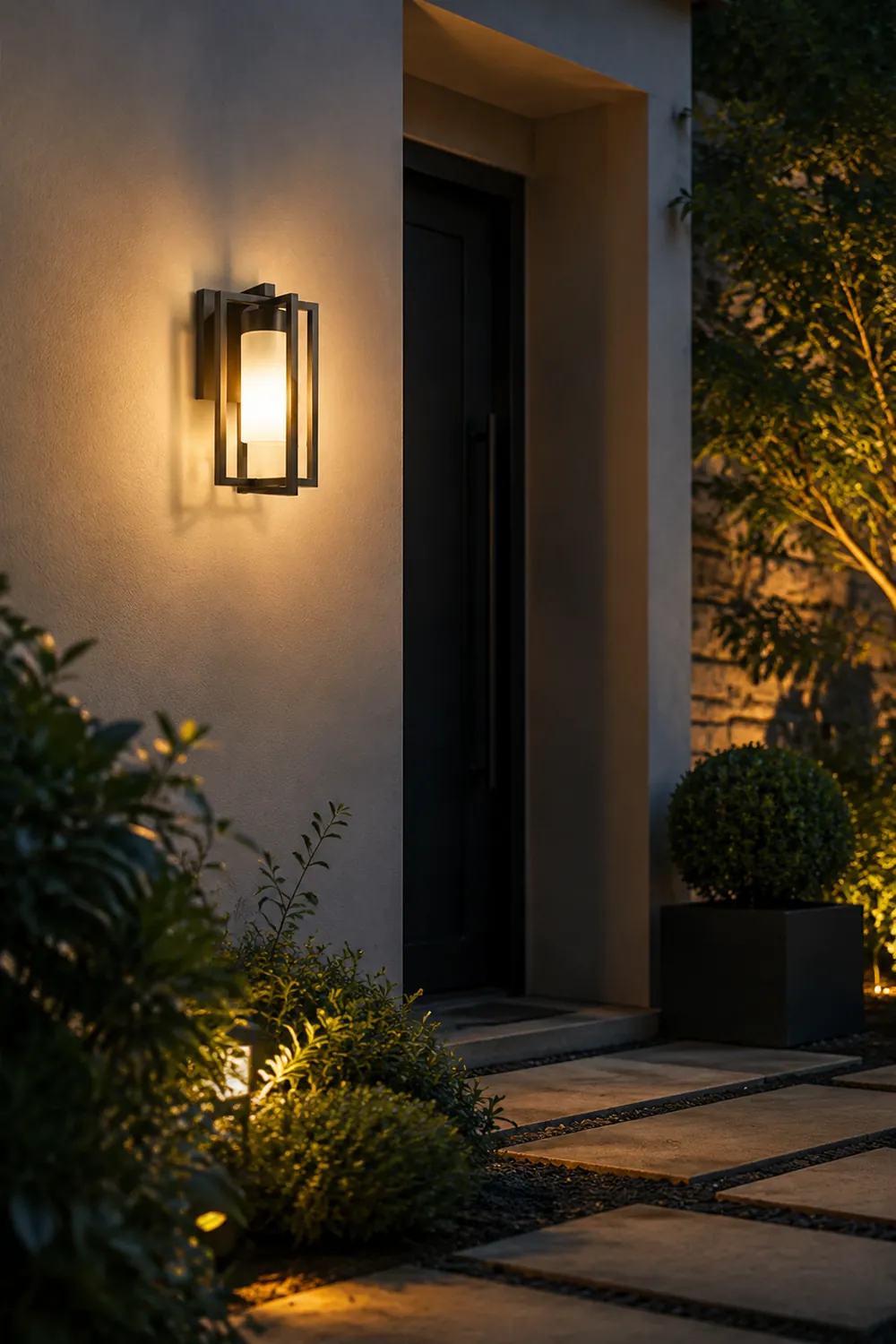 Orr Designer Rectangular Metal Outdoor Wall Lamp, Black - Lumpaz