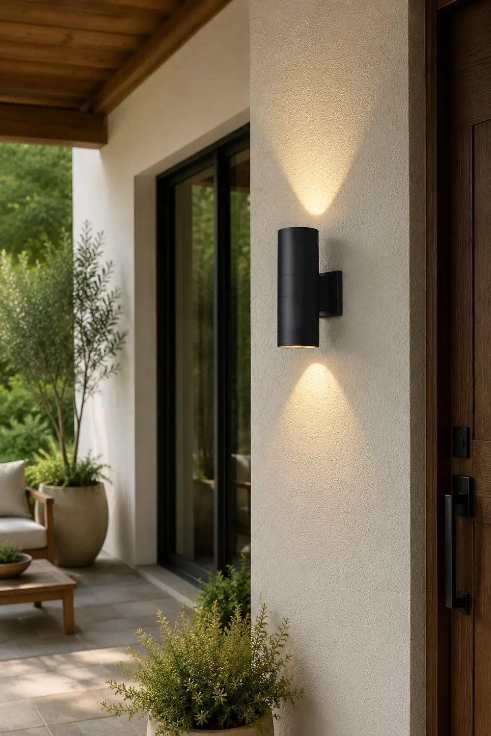 Orr Minimalist Metal Double-headed Outdoor Wall Lamp, Black - Lumpaz