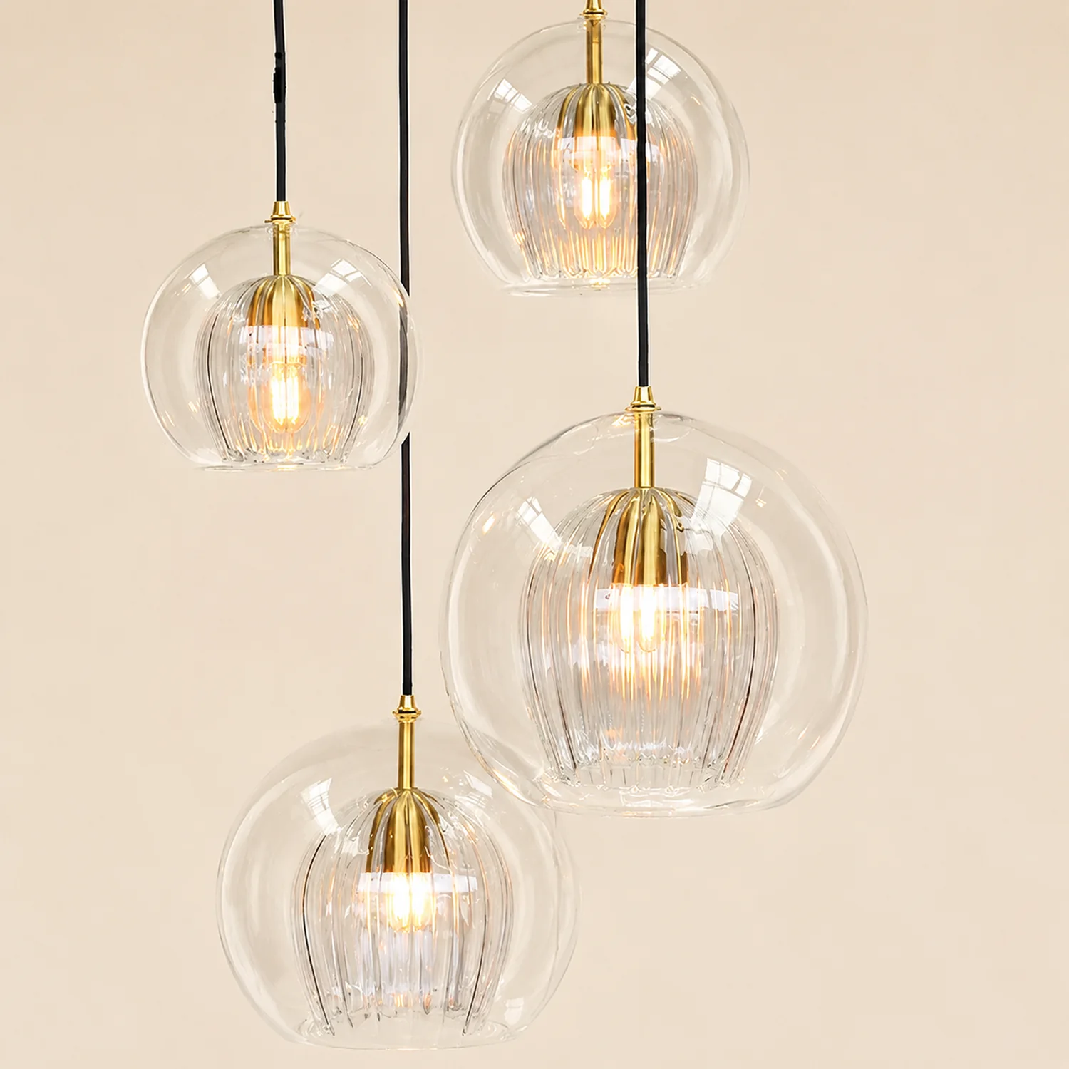 Hailie Nordic Glass Globe Pendant Light Clear/Amber Bedroom - Lumpaz