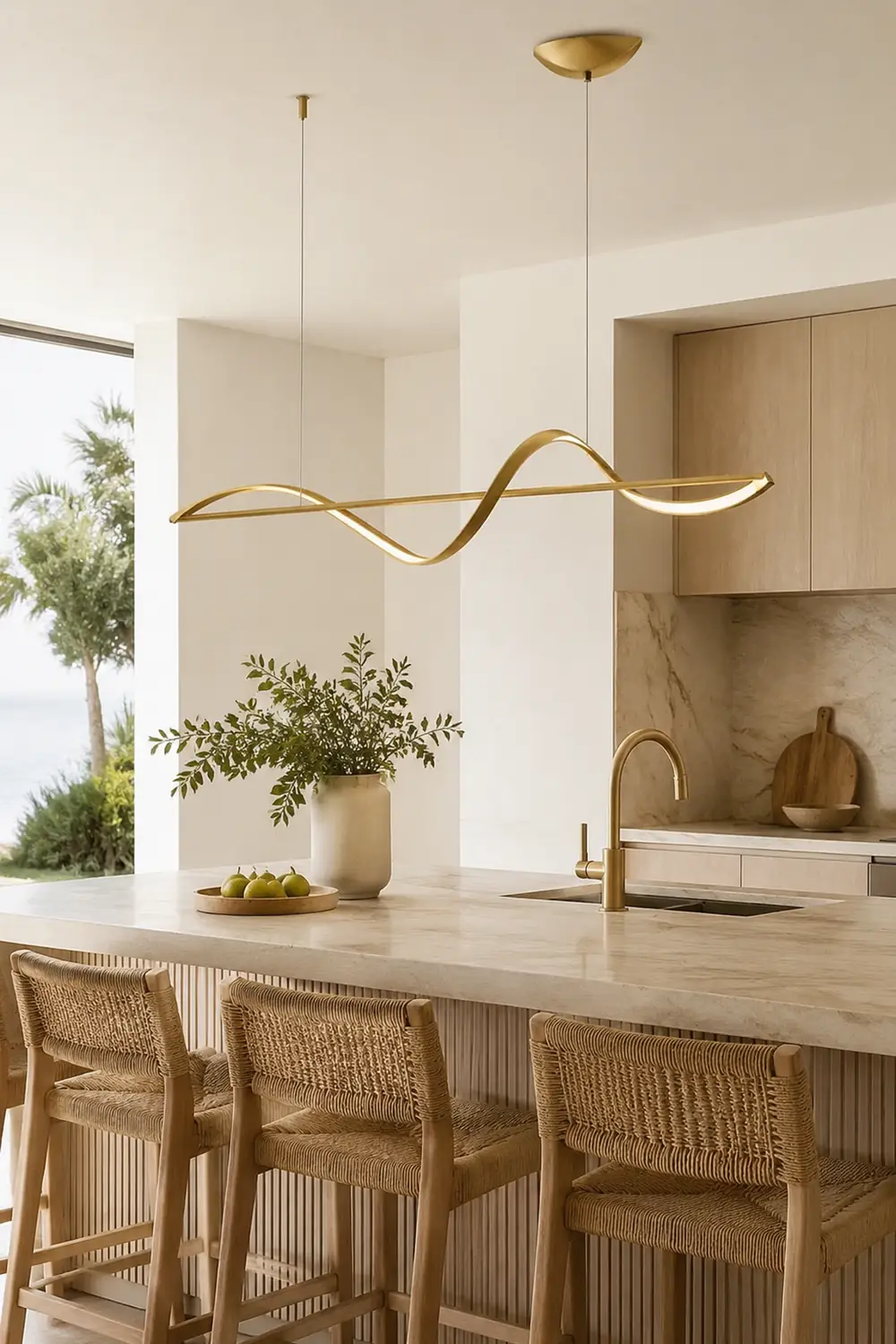 Pendant Light Wave Minimalist Designer Metal Brass/Black Art Gallery - Lumpaz