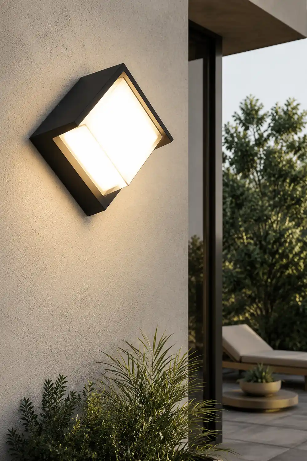 Orr Modern Square Metal Outdoor Wall Lamp, Black/White - Lumpaz