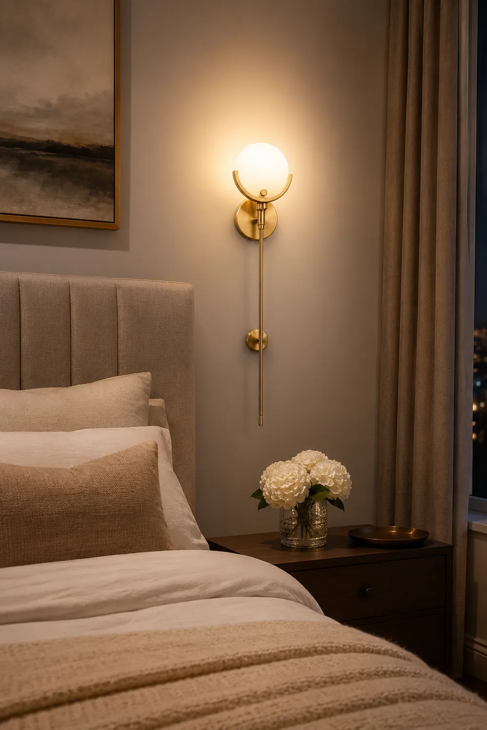 Valentina Modern Ball Metal/Dolomite LED Wall Lamp, Gold - Lumpaz