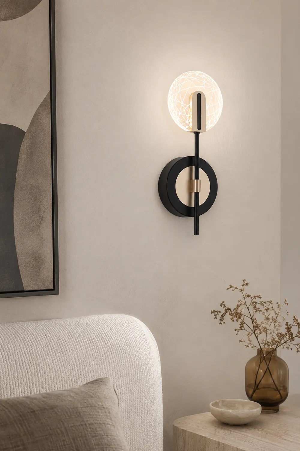Valentina Wall Lighting Disc Modern, Metal/Acrylic, Black/White, Bedroom - Lumpaz
