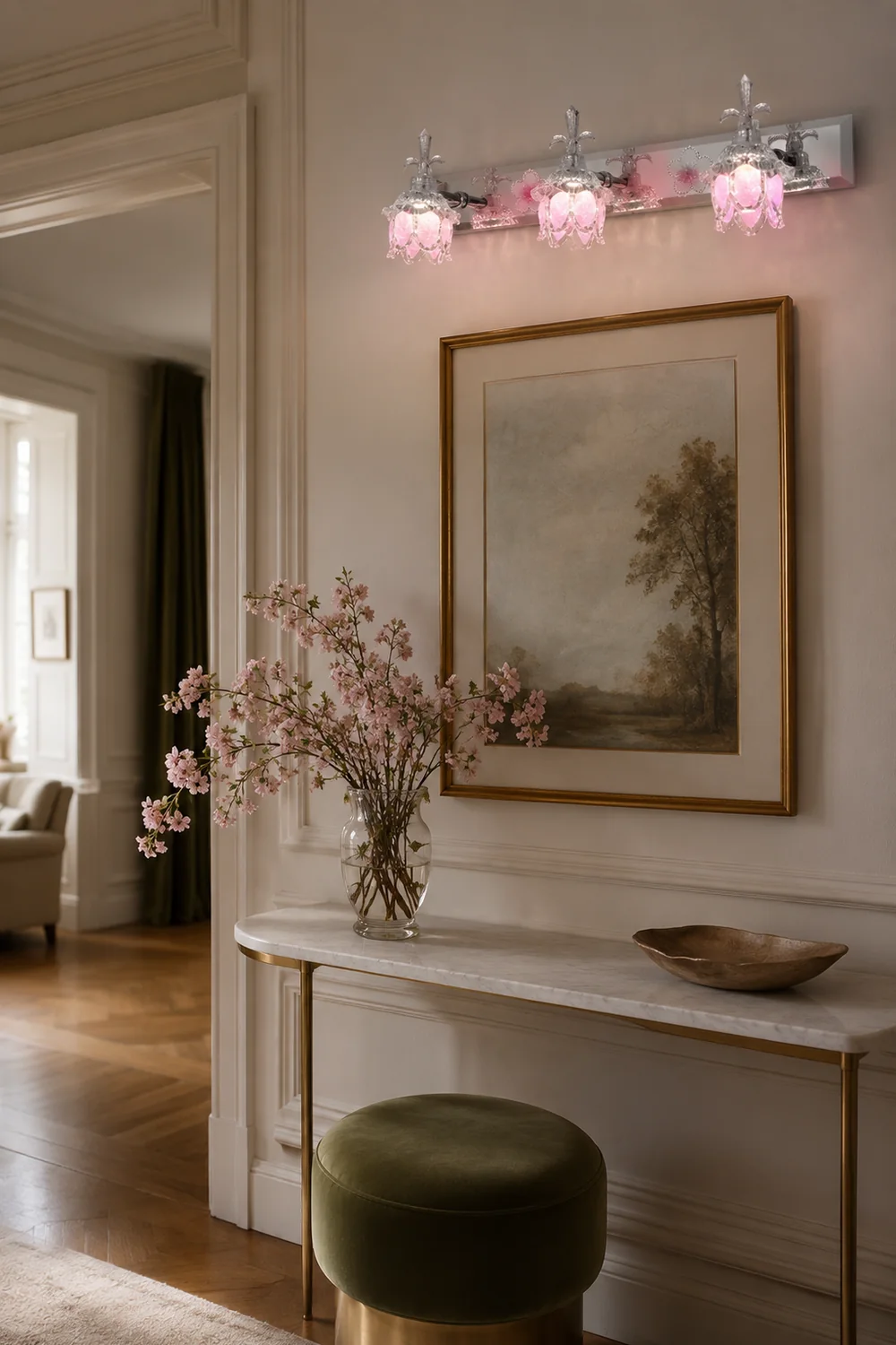 Félicie Modern Flower Vanity Wall Lamp, Pink, Bathroom - Lumpaz