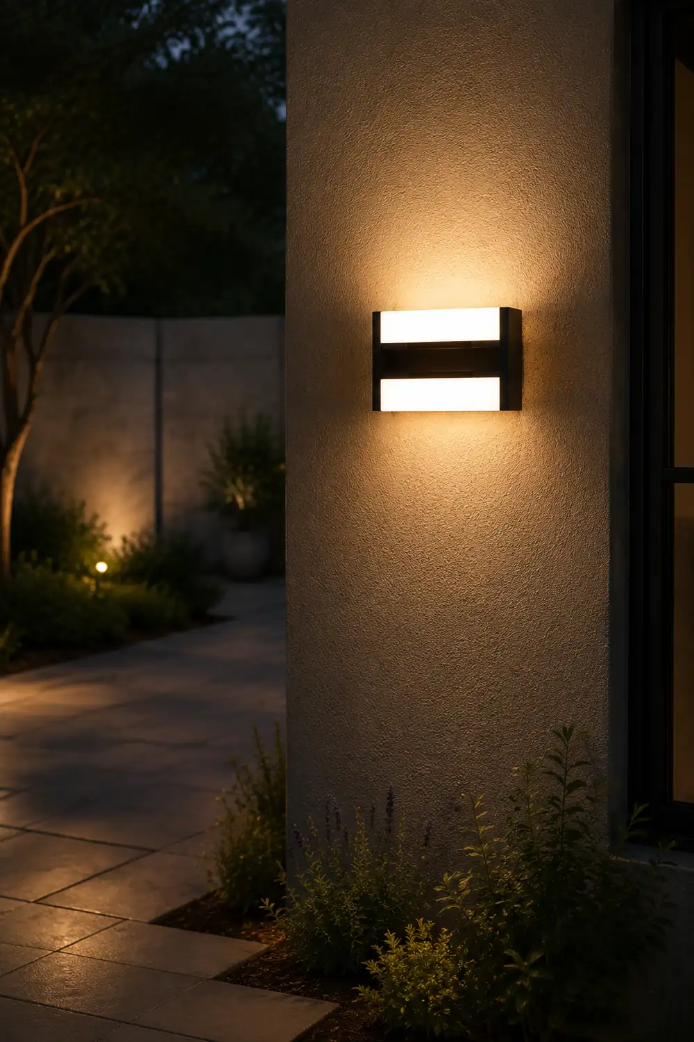 Orr Mondern Rectangular Rotatable Metal Outdoor Wall Lamp, Black - Lumpaz