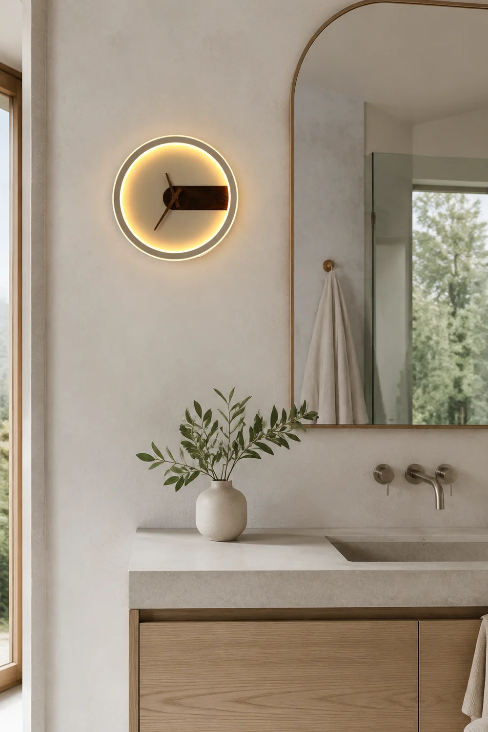 Nielsen Modern Clock Design Wall Lamp, 3 Color - Lumpaz