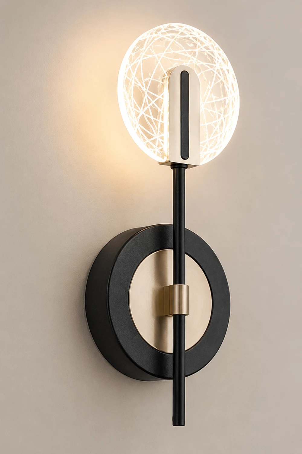 Valentina Wall Lighting Disc Modern, Metal/Acrylic, Black/White, Bedroom - Lumpaz