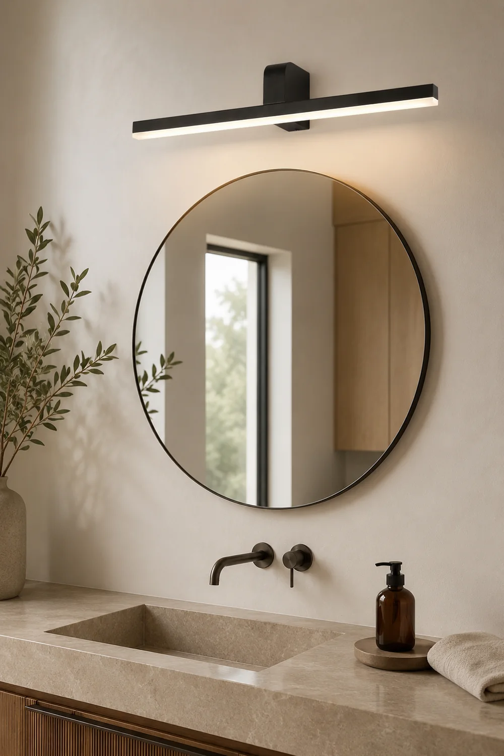 Edge Modern Linear Acrylic Mirror Front Wall Lamp, Black/White - Lumpaz