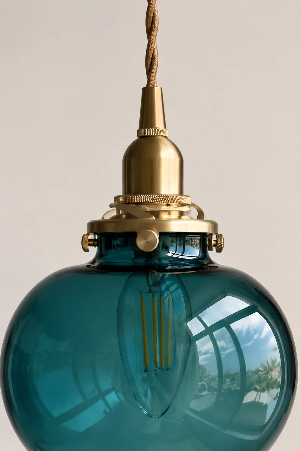 Valentina Pendant Light Globe Vintage, Glass, Clear/Green/Blue, Indoor - Lumpaz