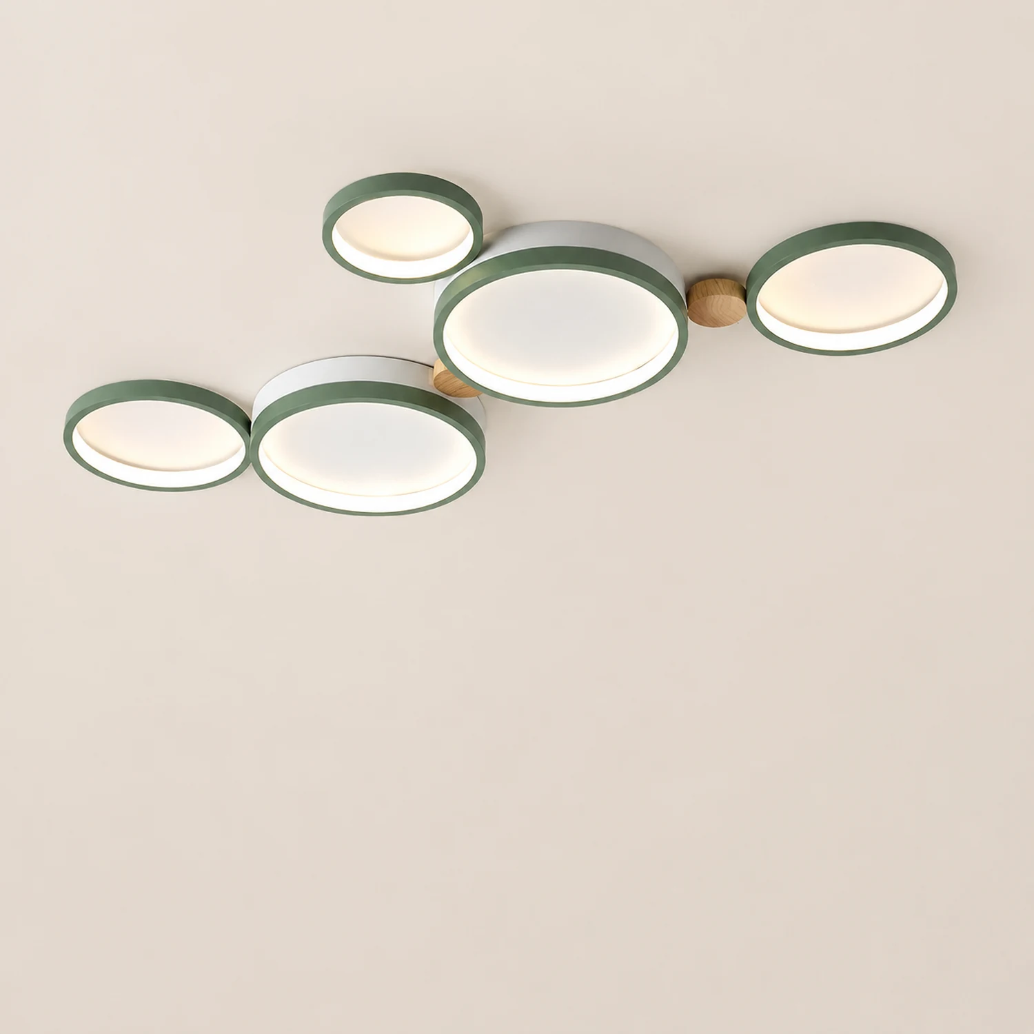 Sienna Round Flush Mount Ceiling Light White Gray Green Bedroom - Lumpaz