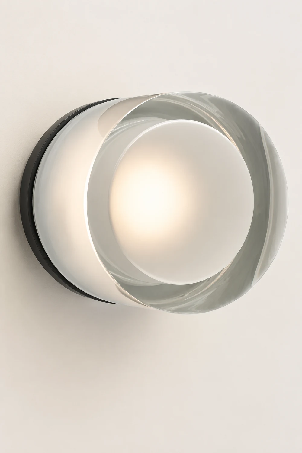 Valentina Modern Mini Drum Metal/Acrylic Outdoor Wall Lamp, Transparent - Lumpaz