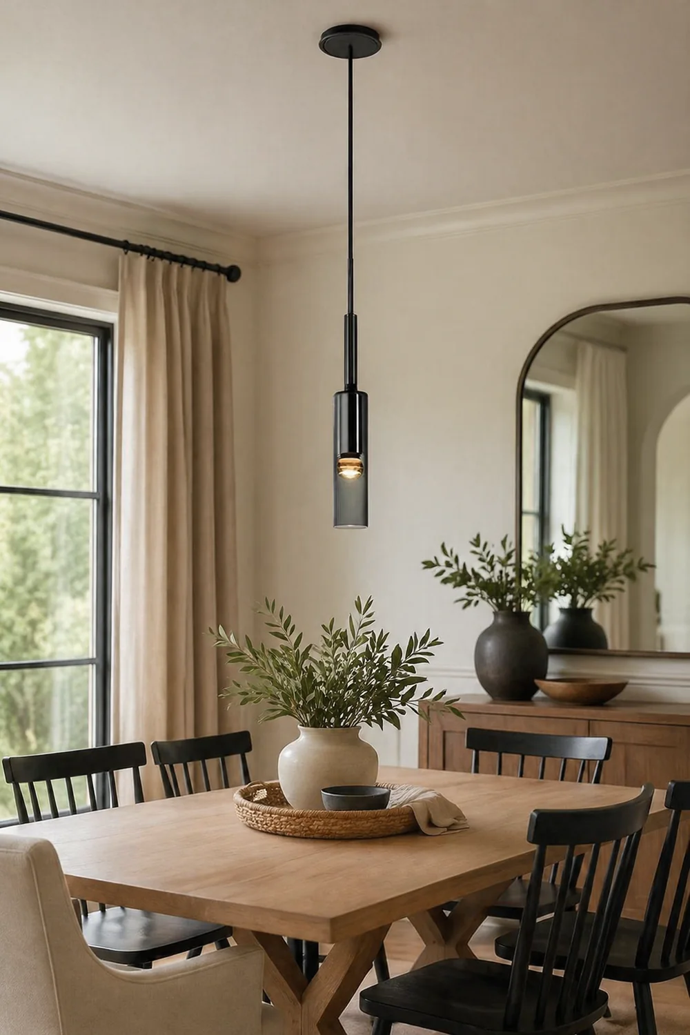 Sanna Modern Glass/Metal Pendant light/Wall Lamp, Black - Lumpaz