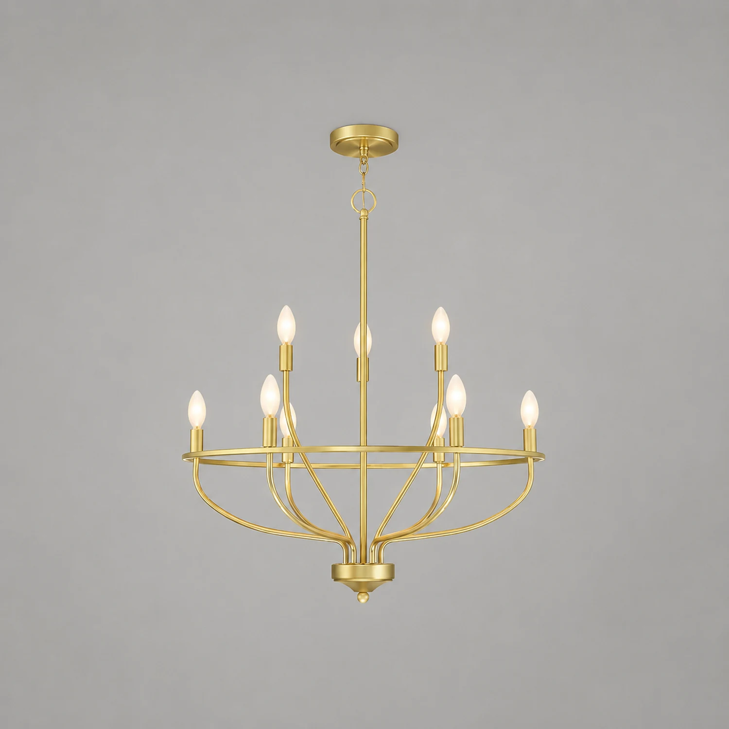 Silva Industrial Metal Candle Chandelier Black/Champagne Living Room/Bedroom - Lumpaz