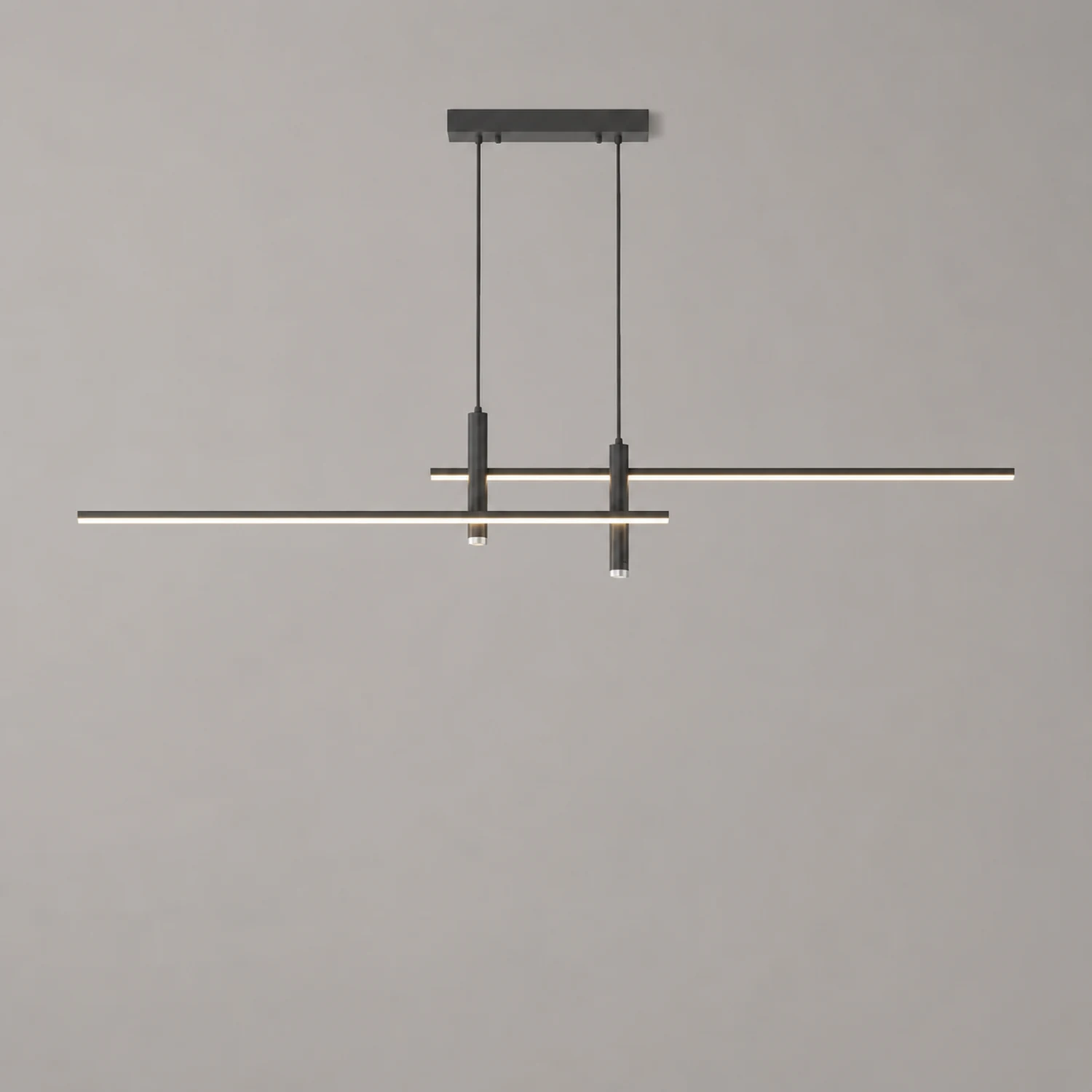 Edge Modern Metal Linear Pendant Light, Black & Gold - Lumpaz