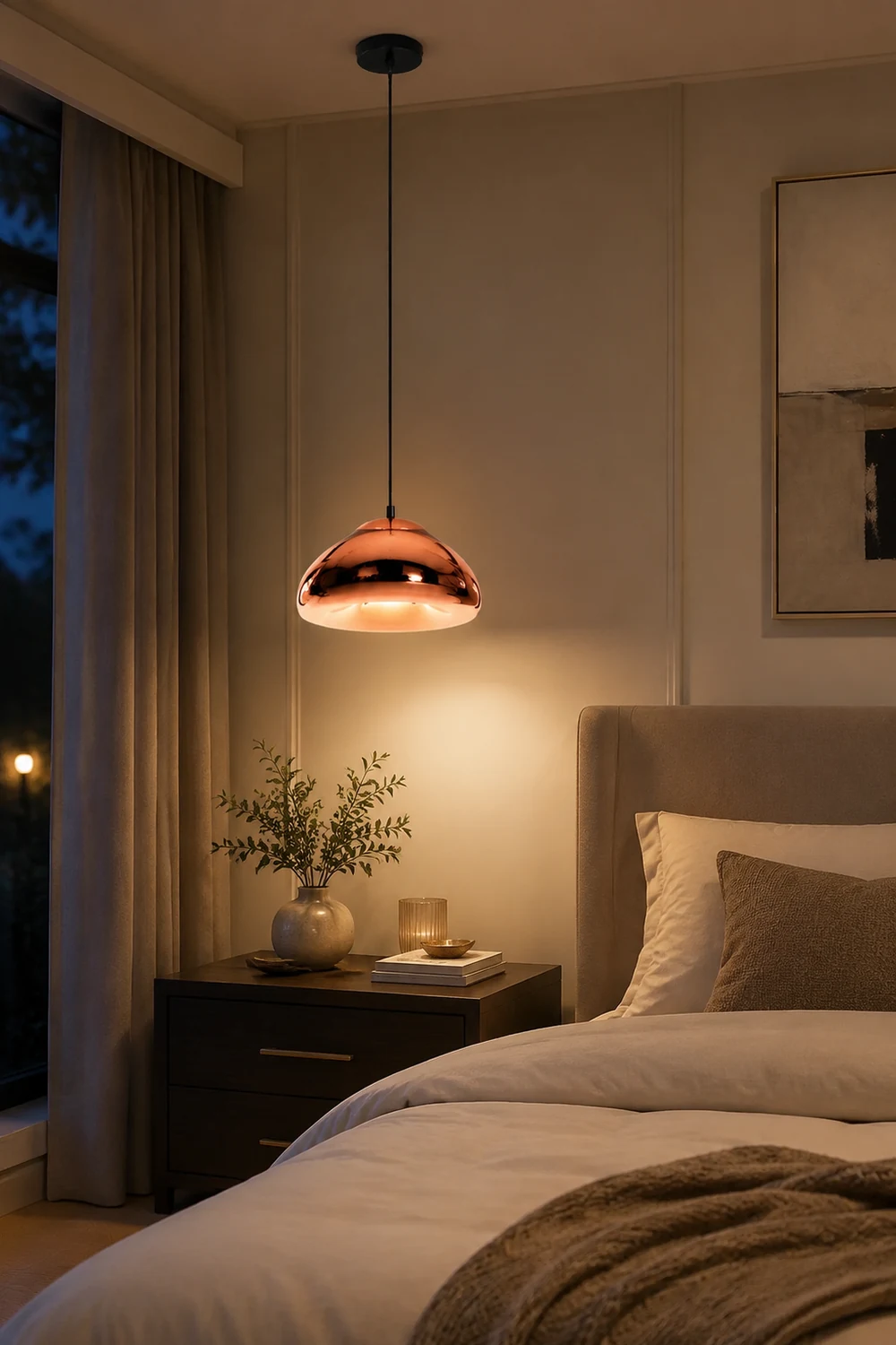 Morandi Modern Bread Shape Glass/Metal Pendant Light, 3 Colors - Lumpaz