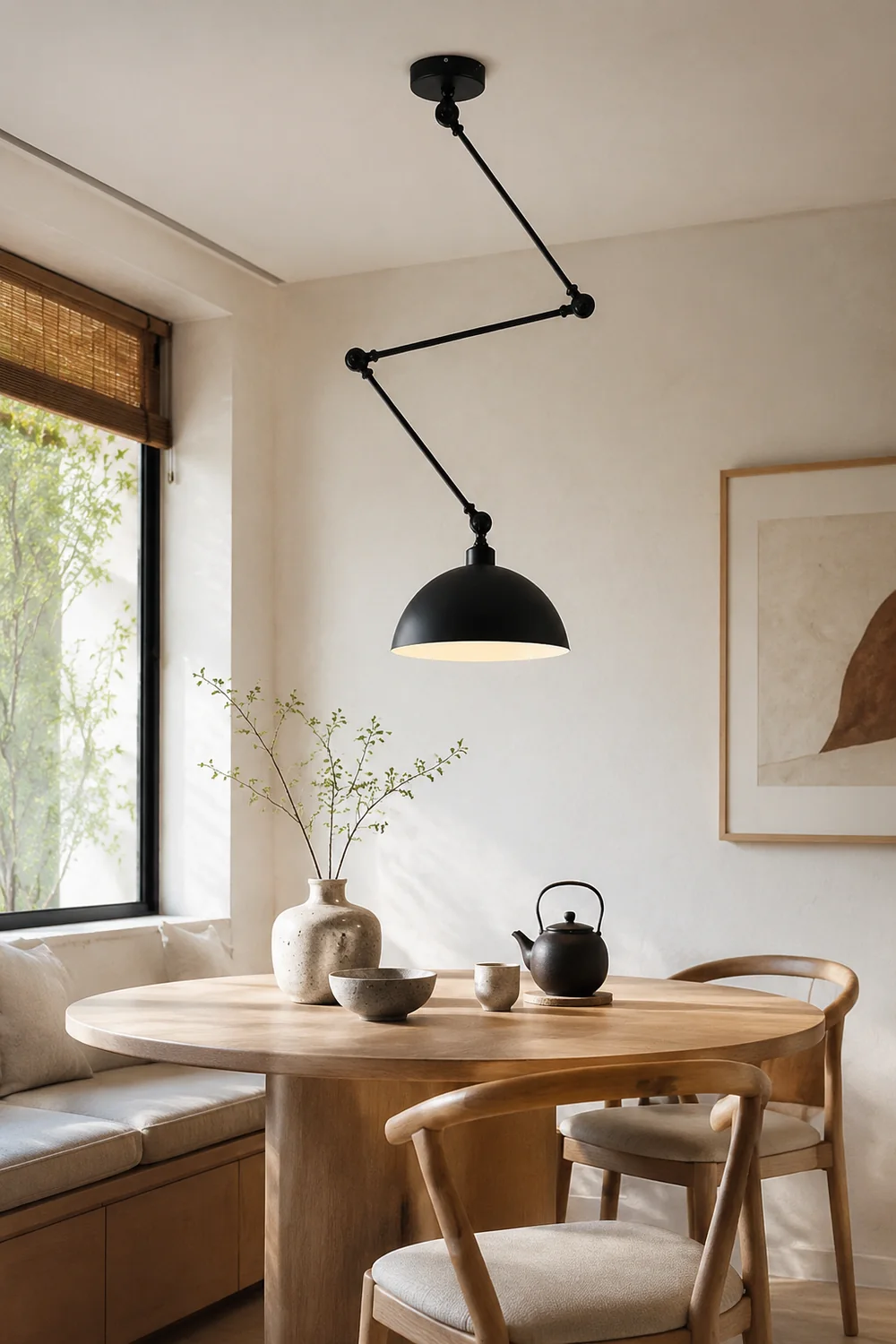 Minori Extendable Domed Pendant Light, Black/White/Red/Gold - Lumpaz