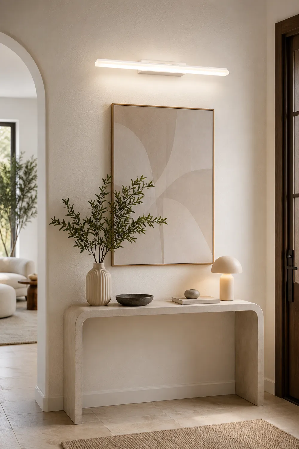 Leigh Minimalist Linear Metal/Acrylic Wall Lamp, White, Bathroom - Lumpaz