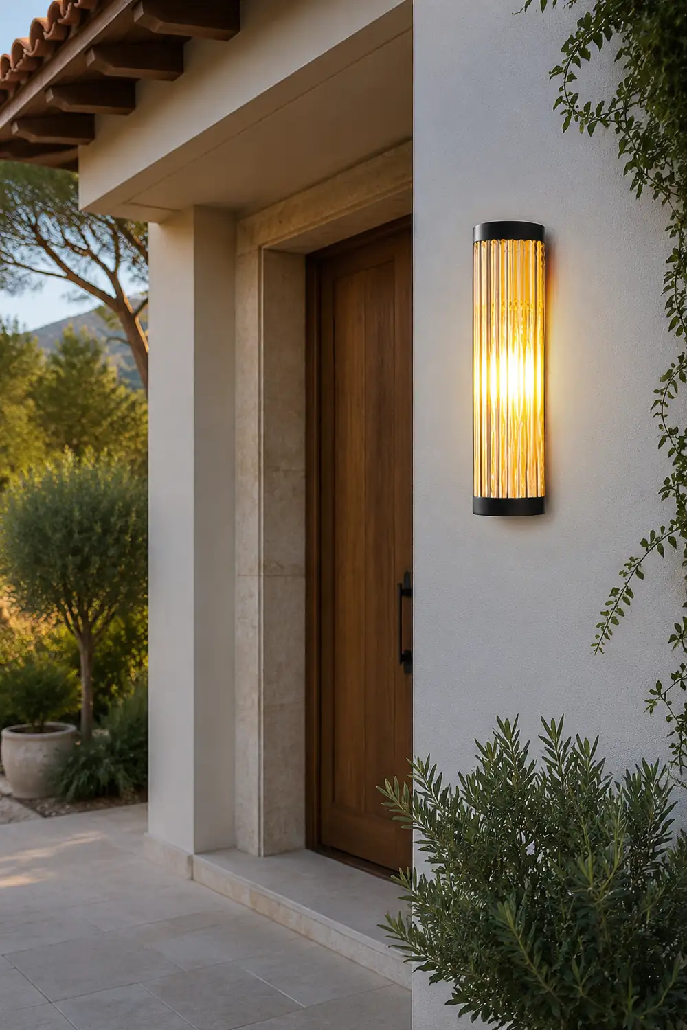 Orr Modern Semi-Cylindrical Metal/Glass Outdoor Wall Lamp, Black - Lumpaz