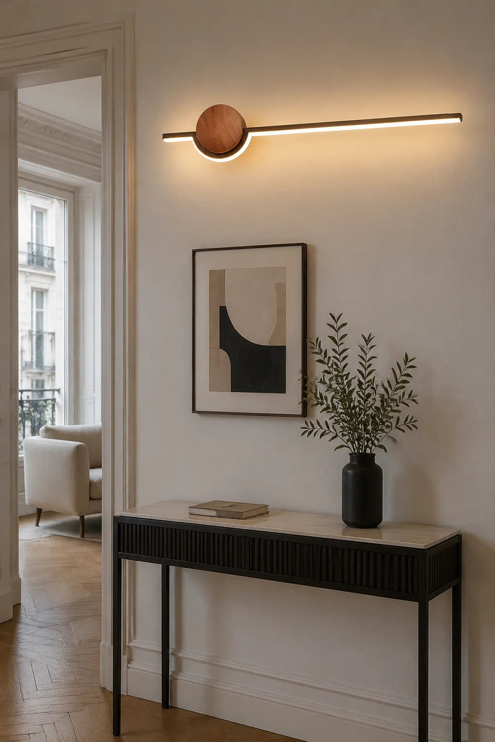 Edge Nordic Linear Vanity Wall Lamp, Black/White/Gold, Bedroom - Lumpaz
