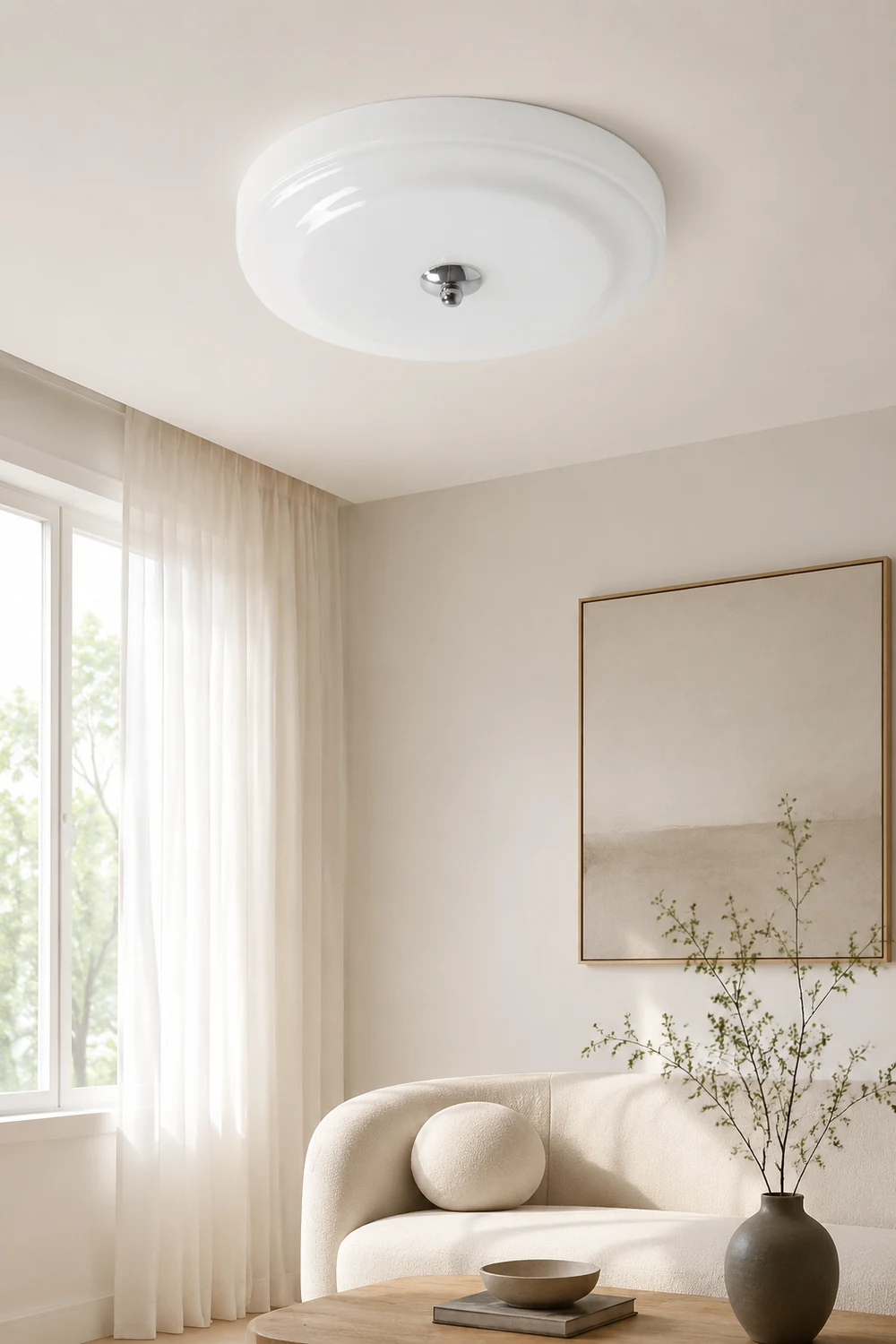 Hailie Design Circle LED Ceiling Light Metal/Glass White Bedroom/Living Room - Lumpaz