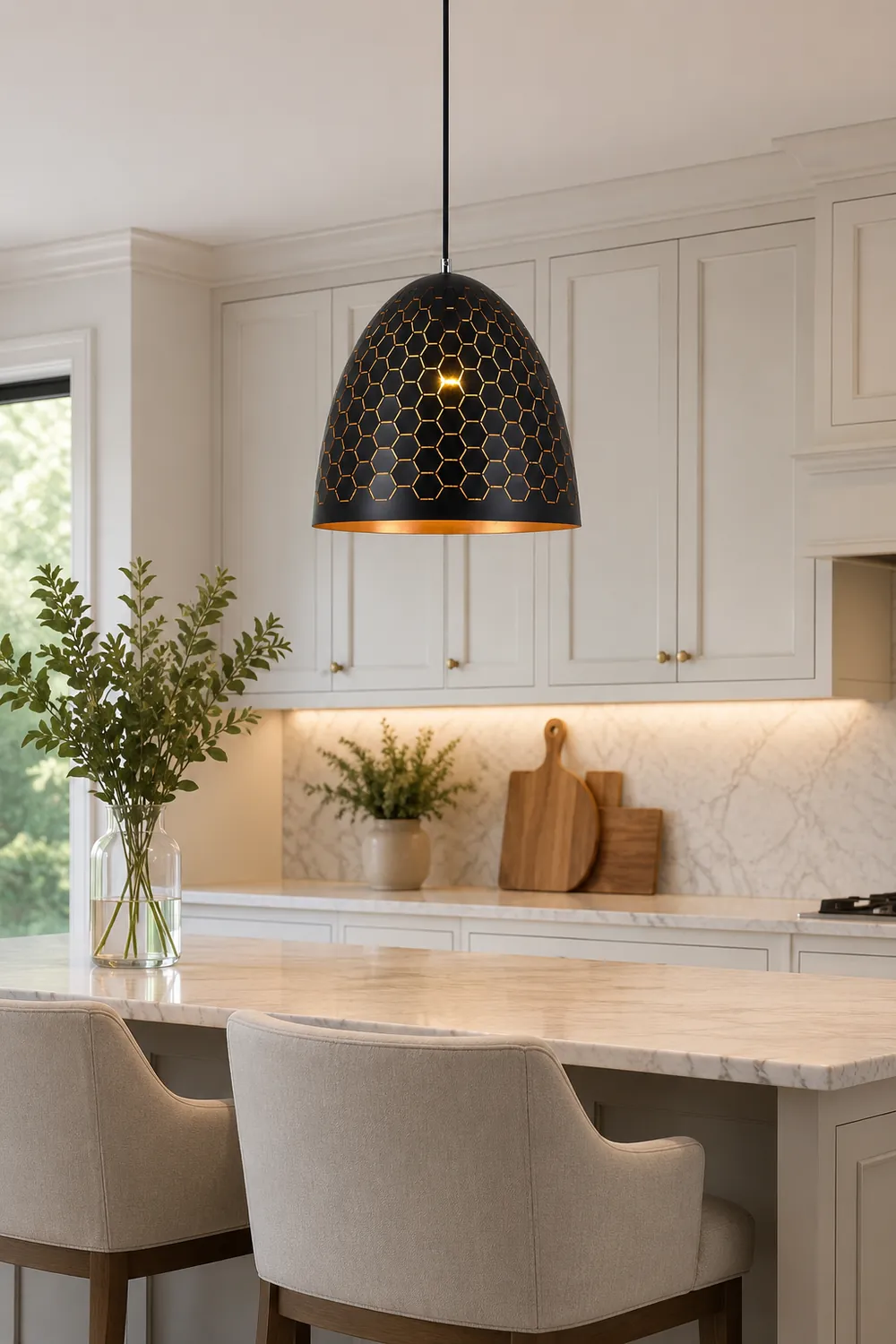Nazifa Modern Dome Metal Black Pendant Light - Lumpaz