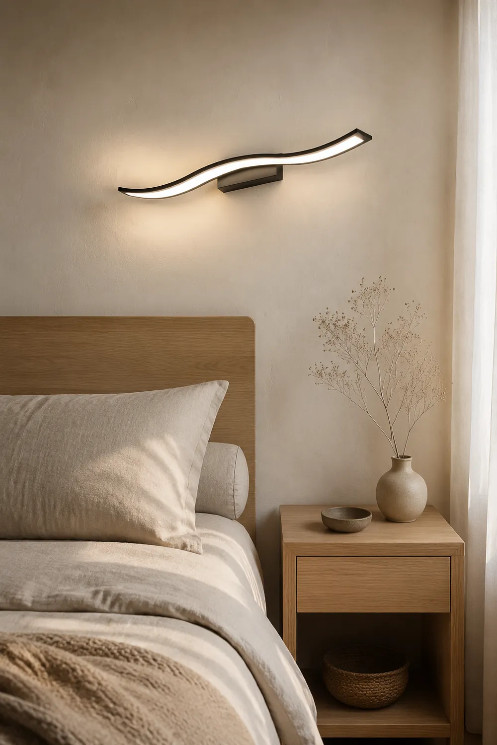 Leigh Modern Art Wave Shape LED Indoor Wall Lamp, Black/White - Lumpaz