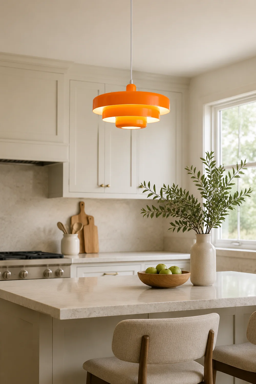 Morandi Modern LED Pendant Light OrangeMetal Living Room/Kitchen - Lumpaz