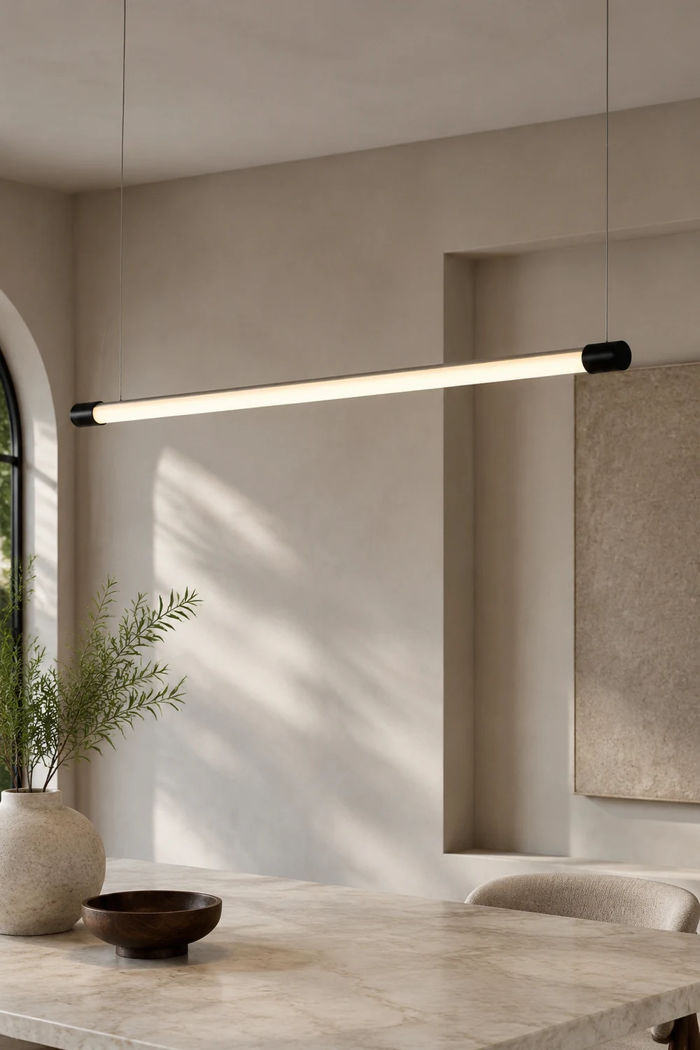 Edge Minimalist Linear Office Pendant Light Black/Silver - Lumpaz
