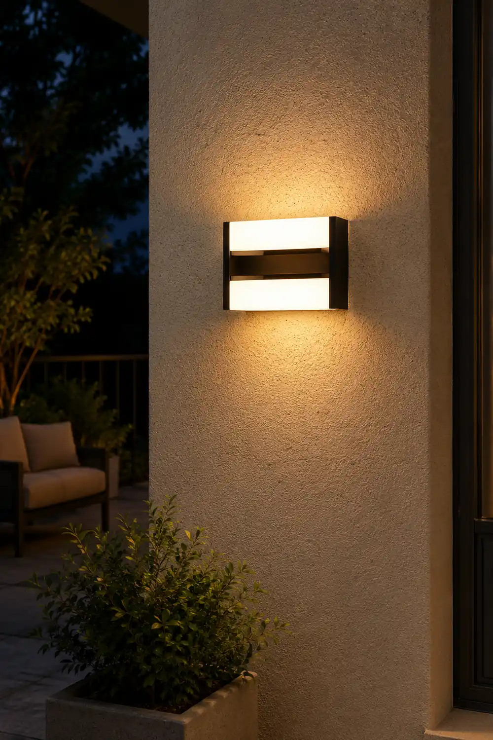 Orr Mondern Rectangular Rotatable Metal Outdoor Wall Lamp, Black - Lumpaz