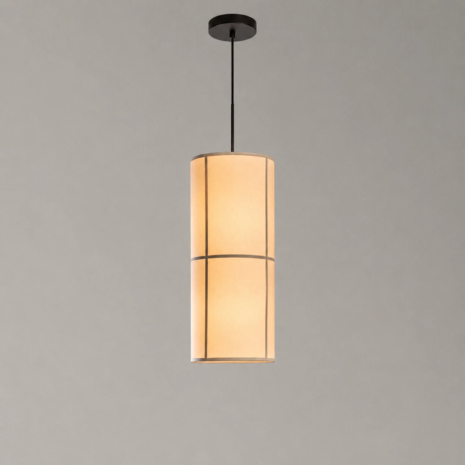 Renée Cylinder Pendant Light, Lantern, Fabric, Japanese - Lumpaz