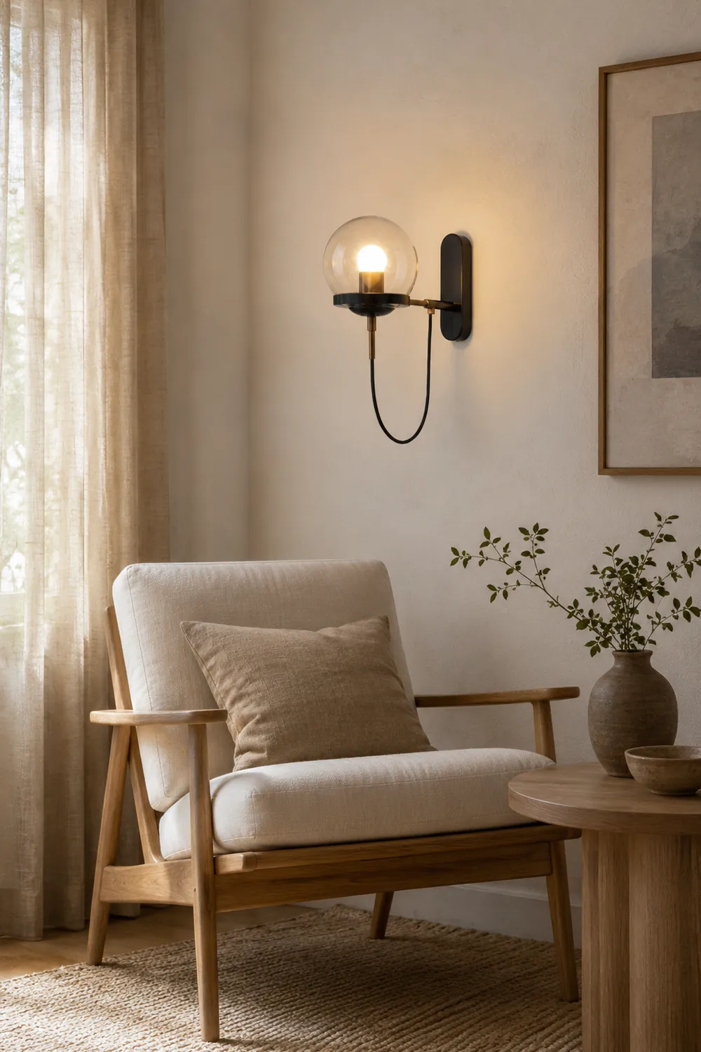 Alessio Rustic Retro Glass Globe Wall Lamp, Black/Bronze - Lumpaz