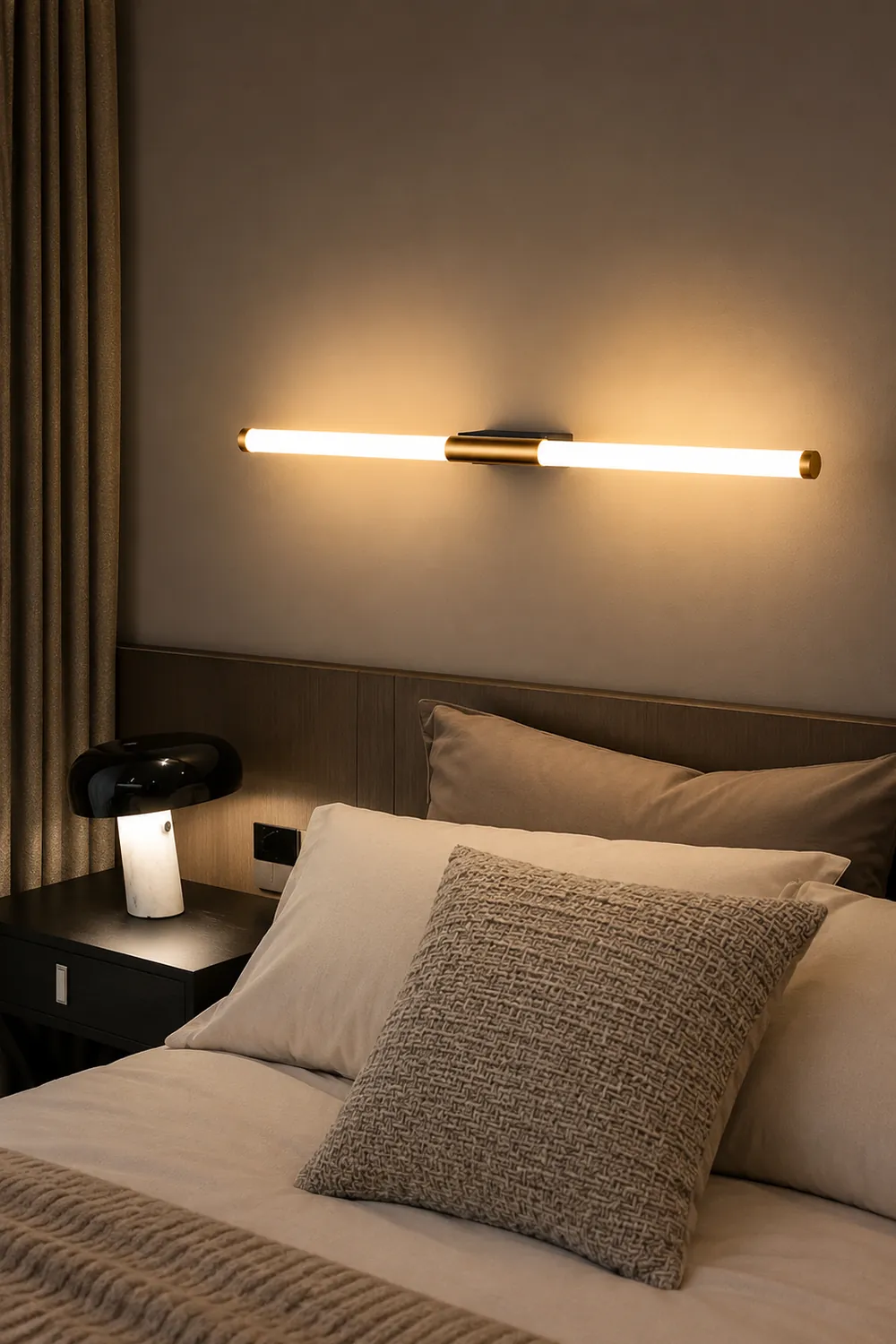 Leigh Minimalist Linear Metal Wall Lamp, Gold - Lumpaz