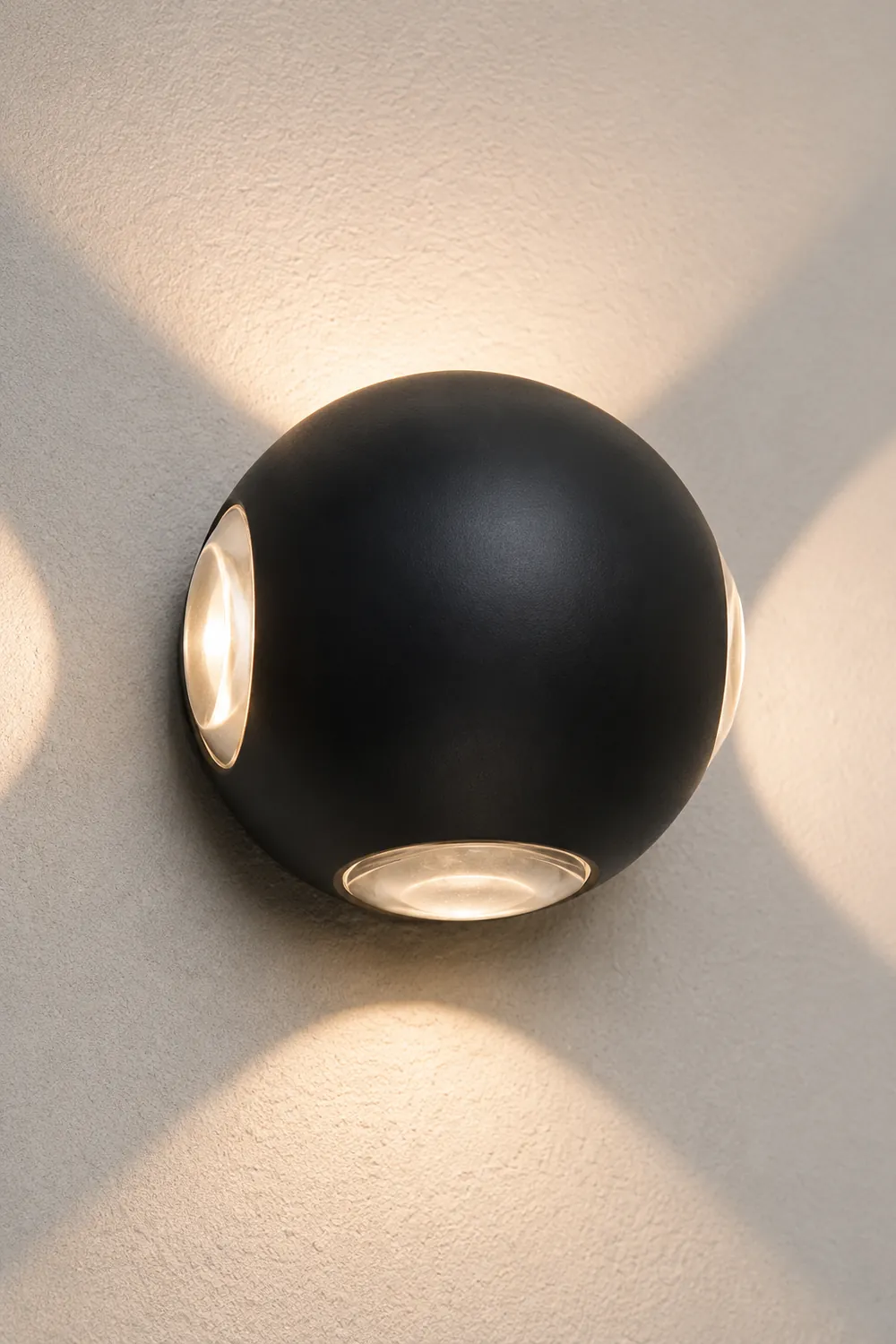 Orr Outdoor Wall Lamp Globe/Cruciform Ray Modern,Aluminum, Black, Garden - Lumpaz