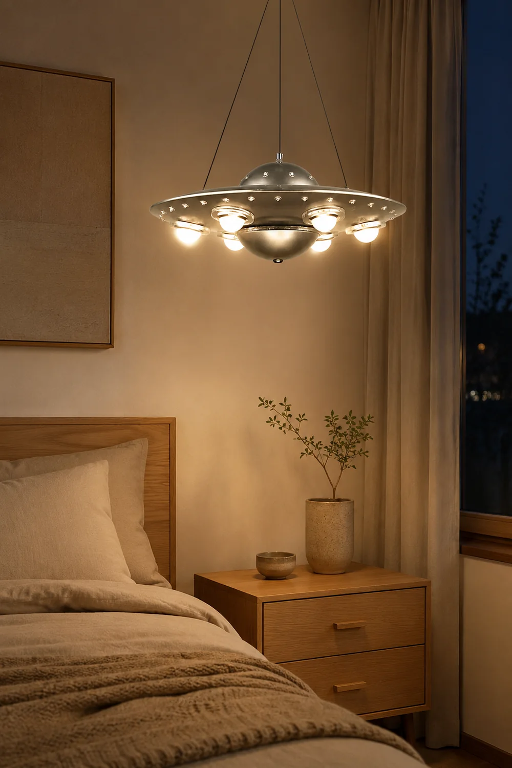 Alessio Modern UFO Metal Kids Pendant Light Silver - Lumpaz