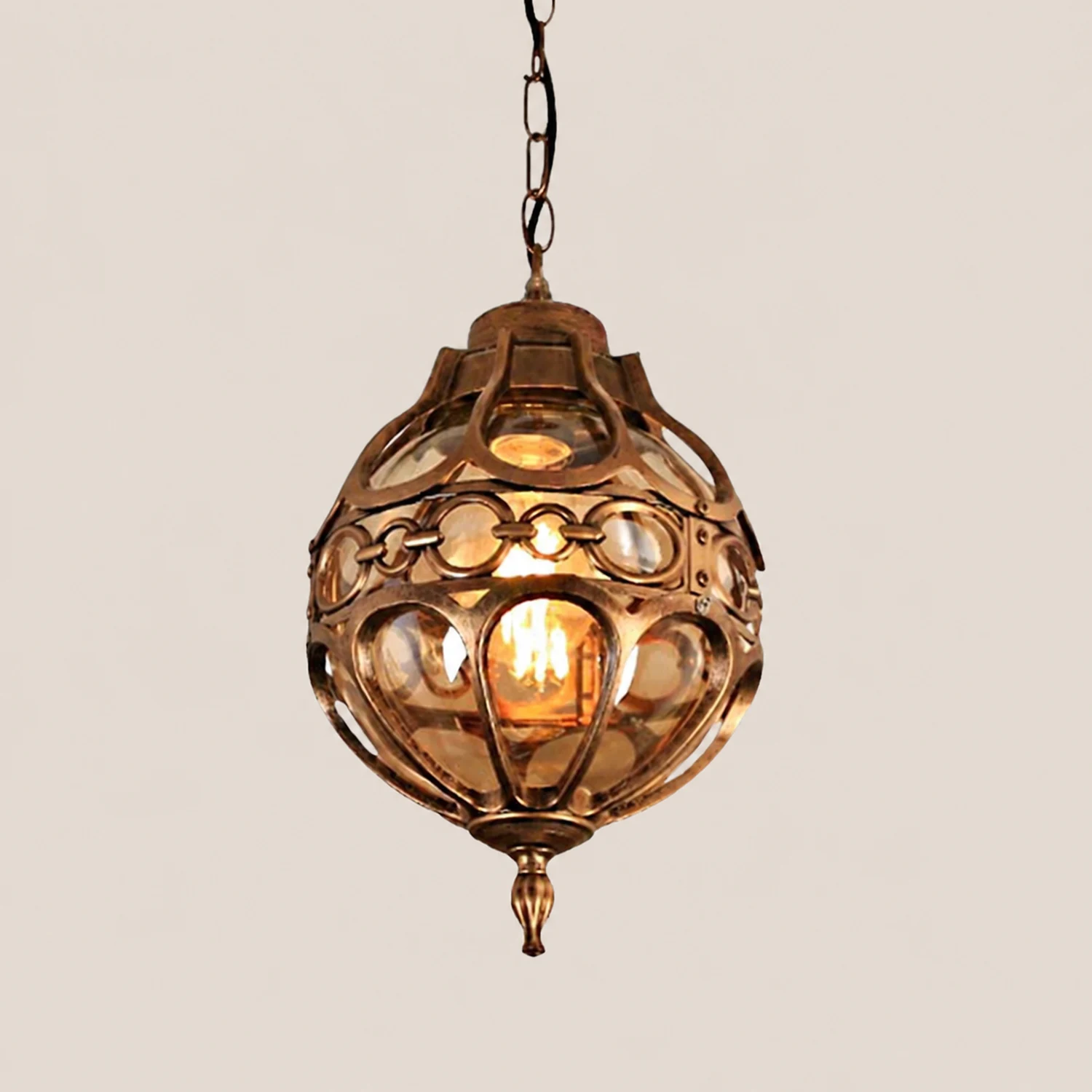 Alessio Loft Sphere Vintage Farmhouse Rustic Pendant Light Black/Bronze Dining Room - Lumpaz