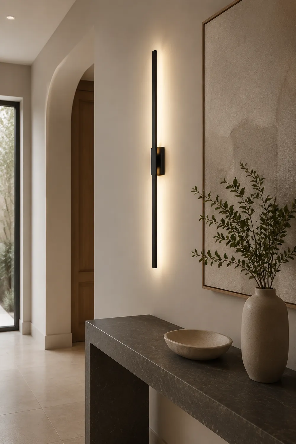 Leigh Minimalist Bar Black Metal Wall Lamp - Lumpaz