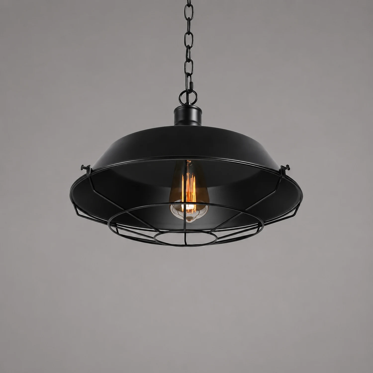 Alessio Farmhouse Swag Barn Pendant Light, Black - Lumpaz