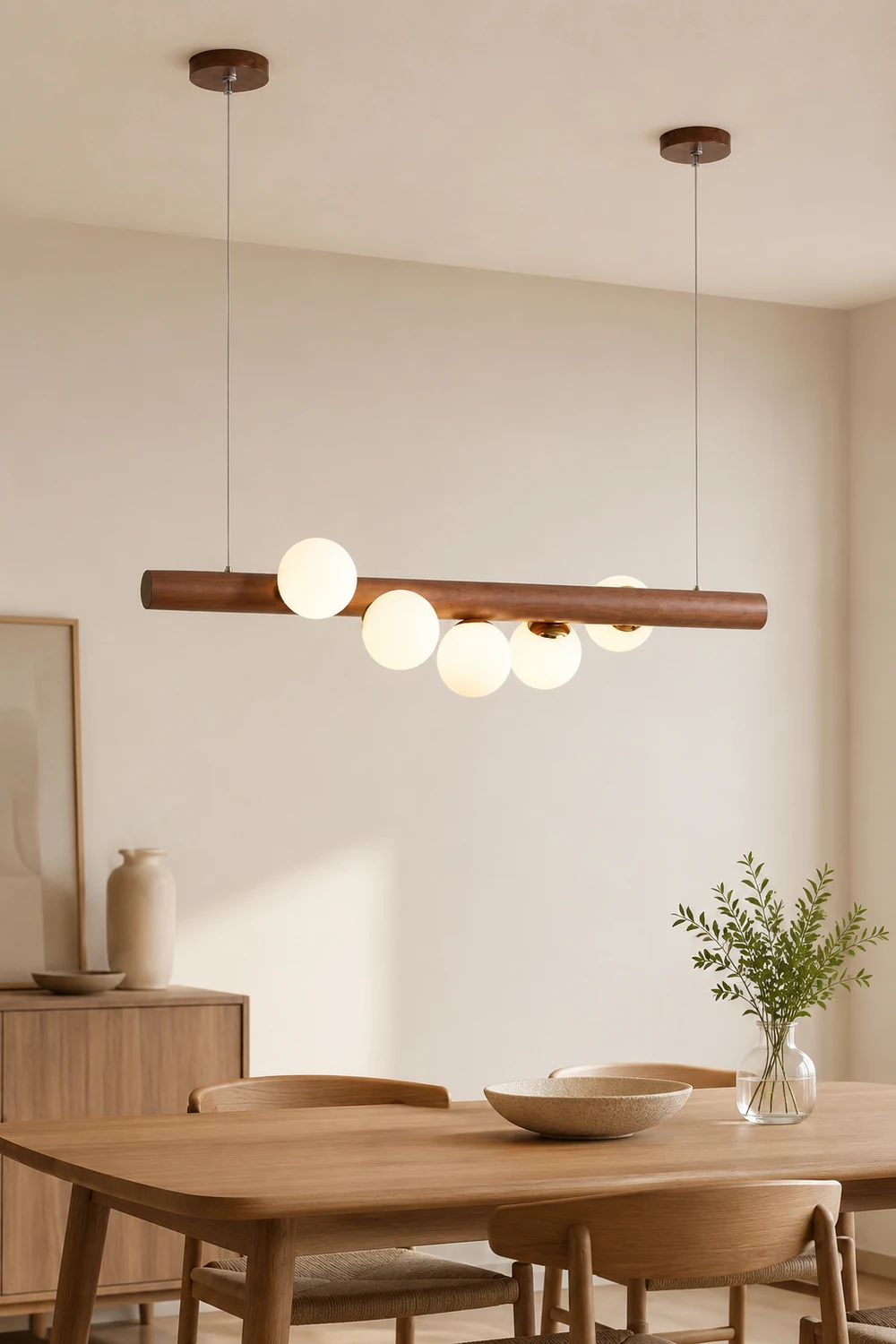 Valentina Glass Bubble Pendant Light Wood/Walnut - Lumpaz