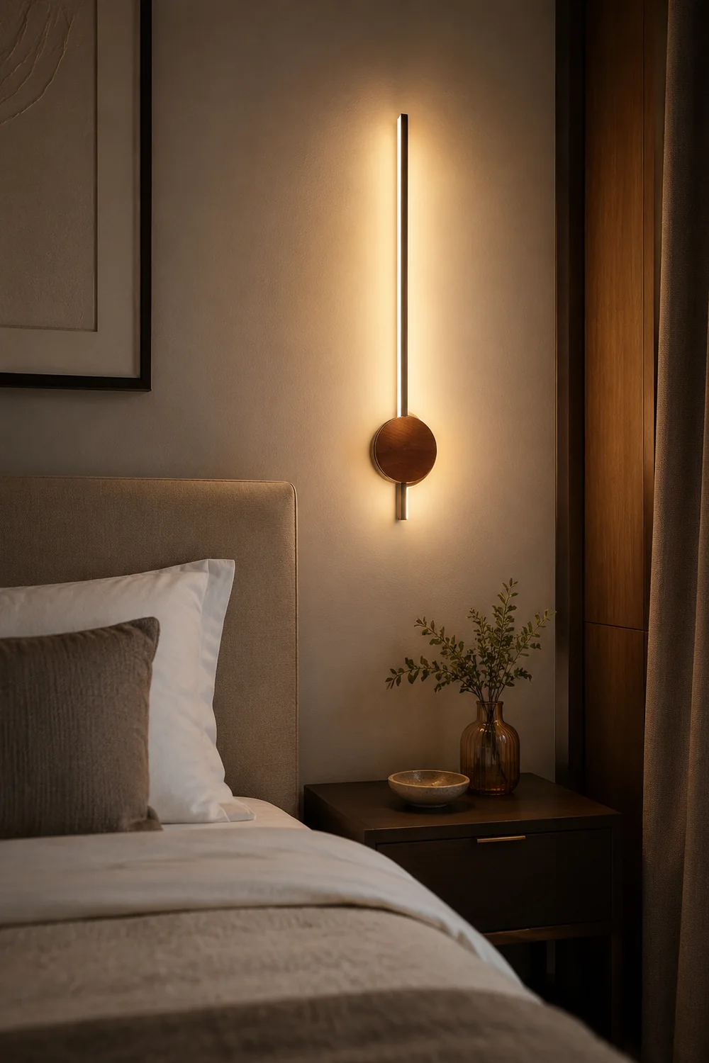 Edge Nordic Linear Vanity Wall Lamp, Black/White/Gold, Bedroom - Lumpaz