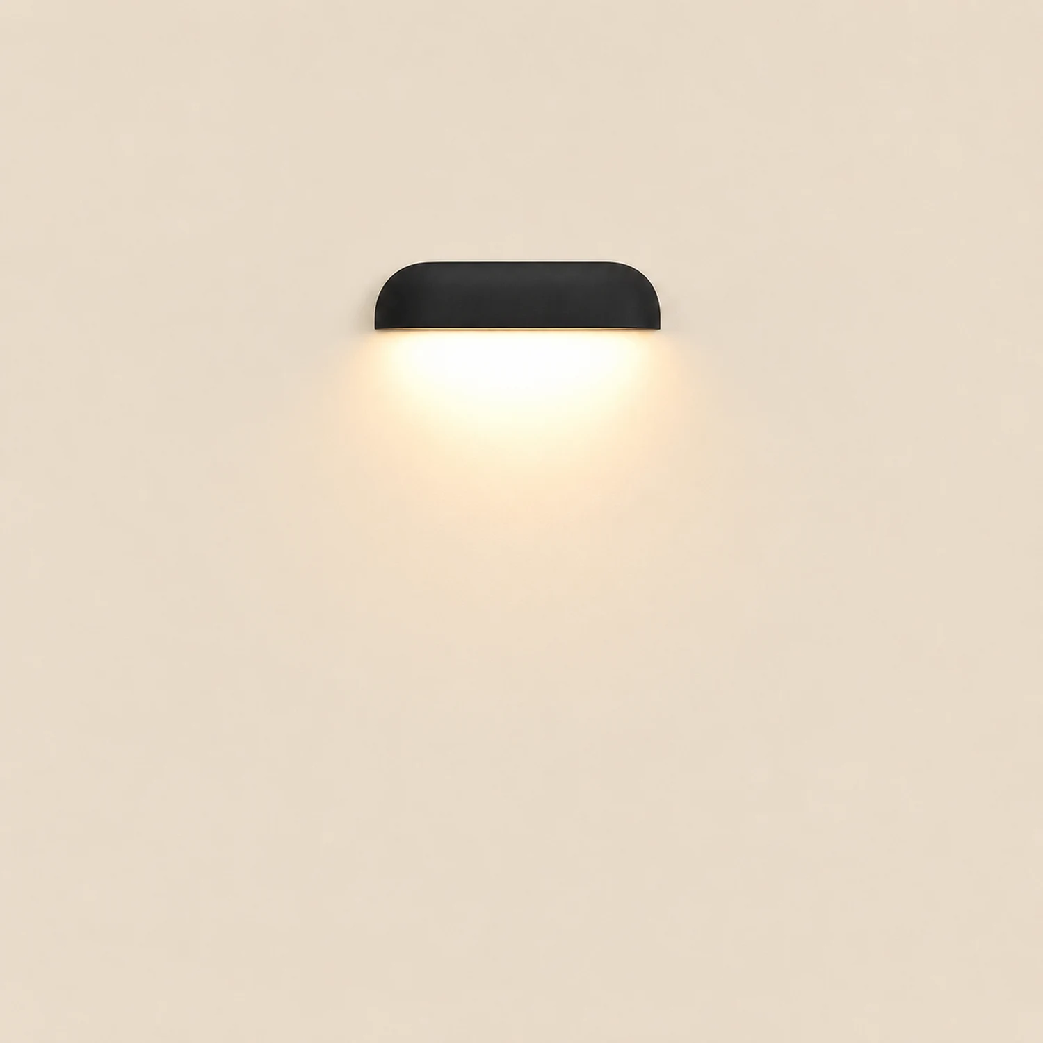 Orr Modern Minimalist Semi-elliptical Metal/Stone Outdoor Wall Lamp, Black/White - Lumpaz