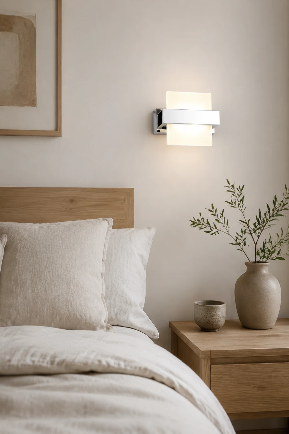Leigh Modern Square Metal/Acrylic Wall Lamp, Silver, Bathroom - Lumpaz