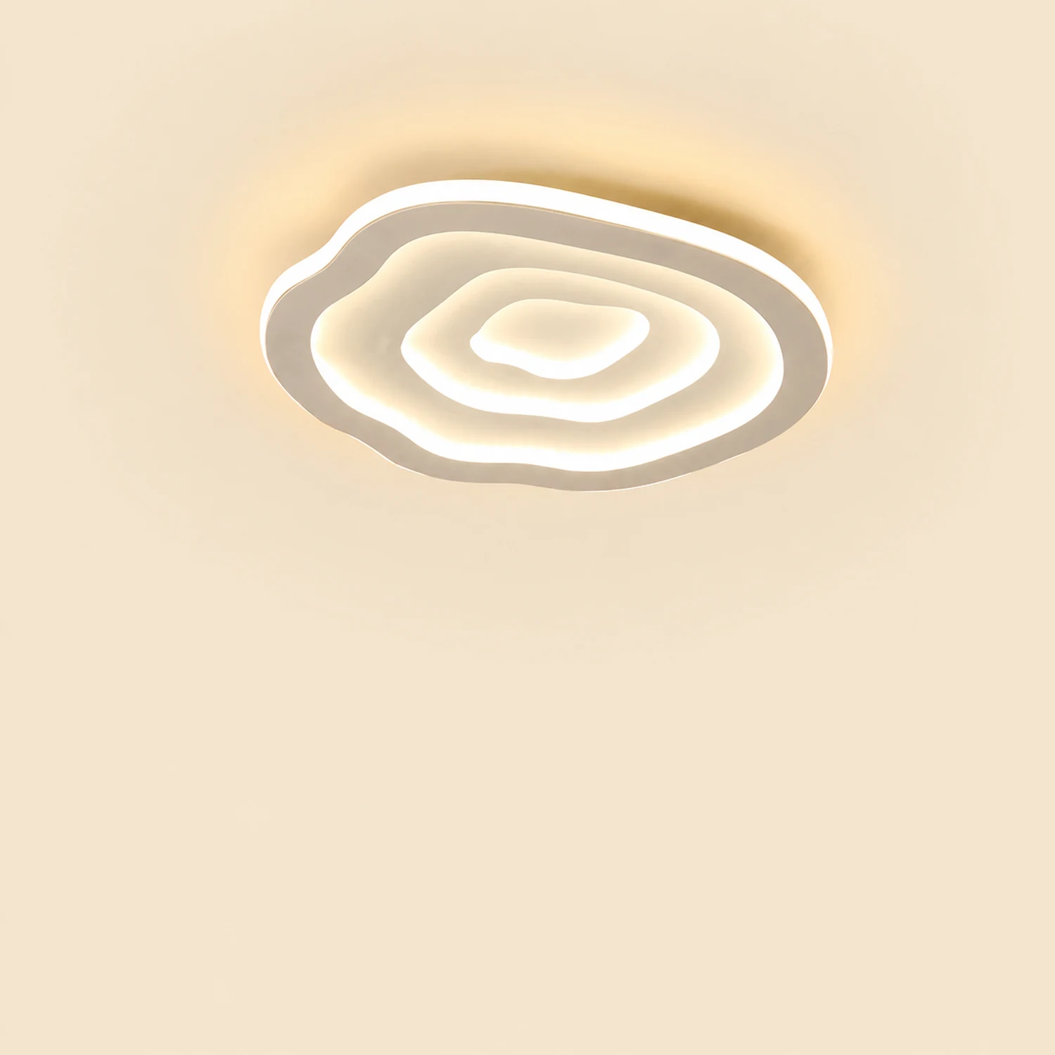 Quinn Ripple Designer Simple Flush Mount Ceiling Light, White - Lumpaz