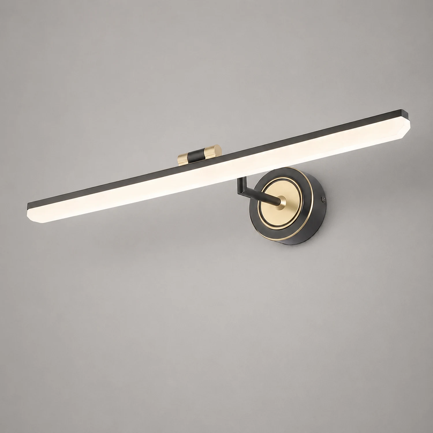 Leigh Vintage Linear Metal/Acrylic Wall Lamp, Black/Gold - Lumpaz