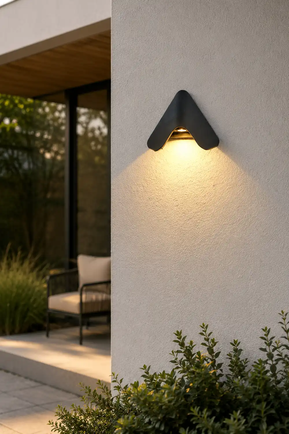 Orr Minimalist Triangle Metal Outdoor Wall Lamp, Balck/White - Lumpaz