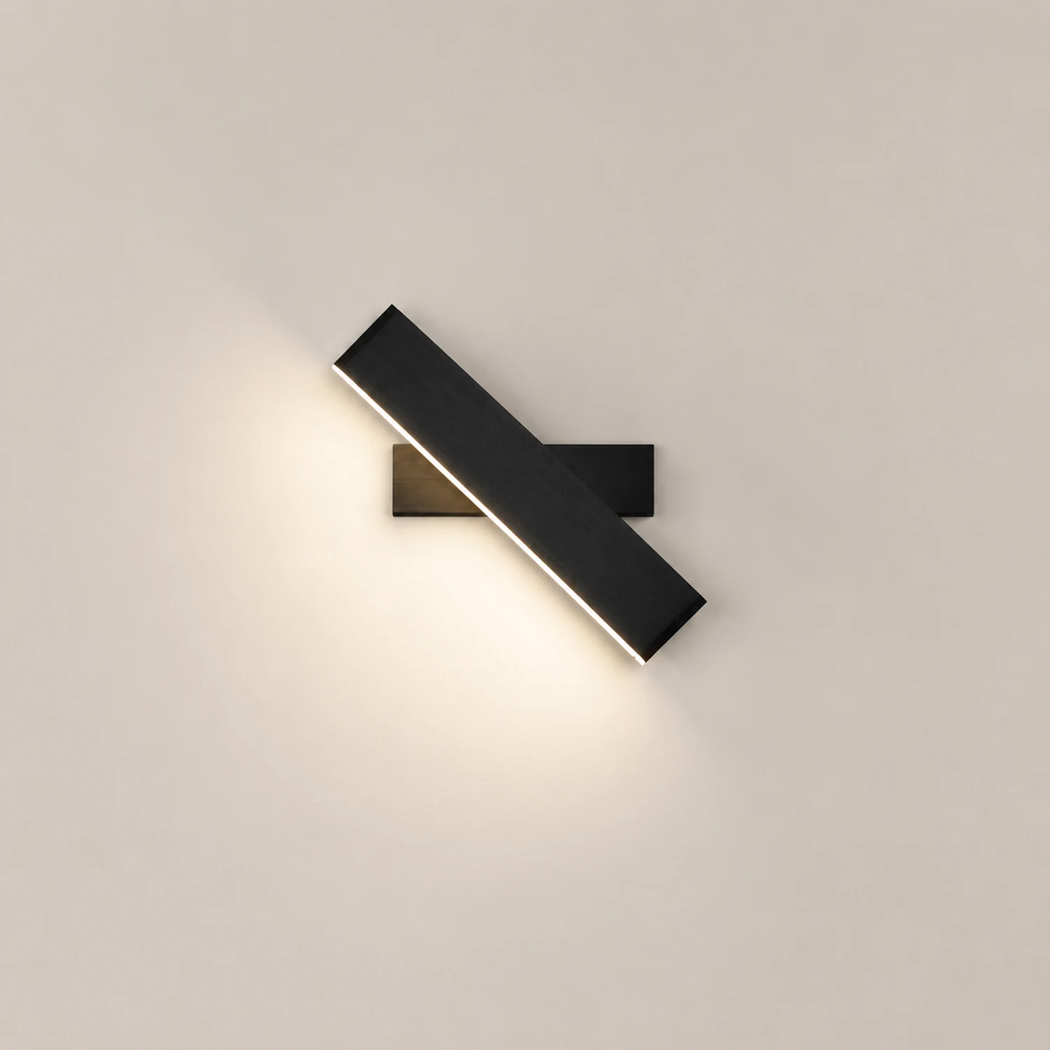 Aqsa Modern Rectangular Metal Rotatable Wall Lamp, Black/Gold/Brown - Lumpaz