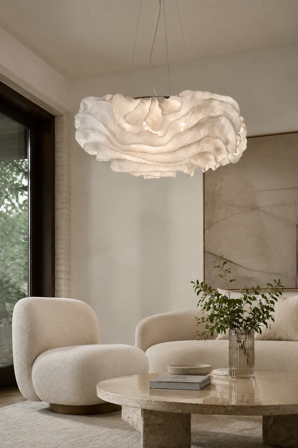 Renée Modern Art Deco White Pendant Lights, Metal Shade - Lumpaz