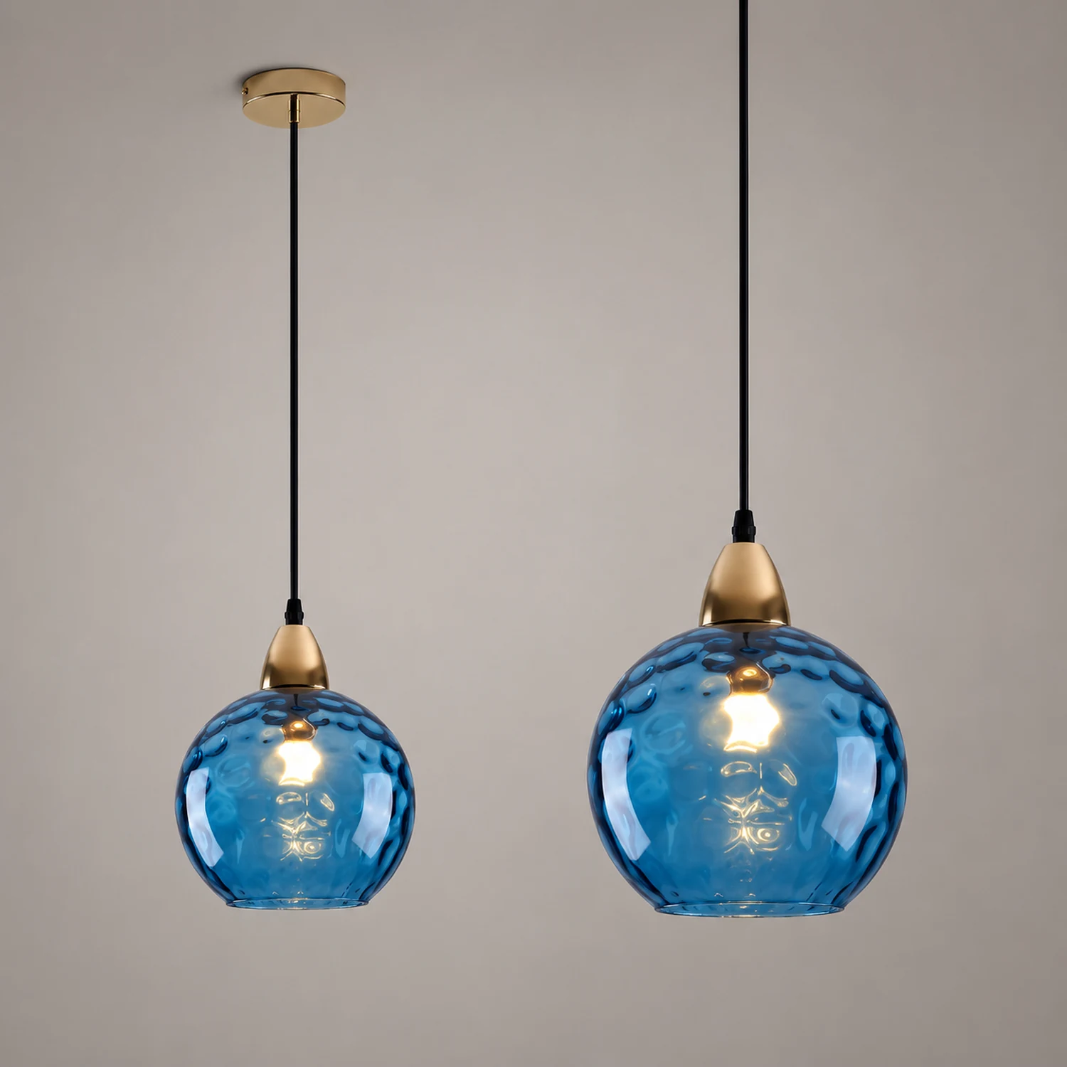 Hailie Colorful Glass Ball Pendant Light Water Ripple Living Room - Lumpaz