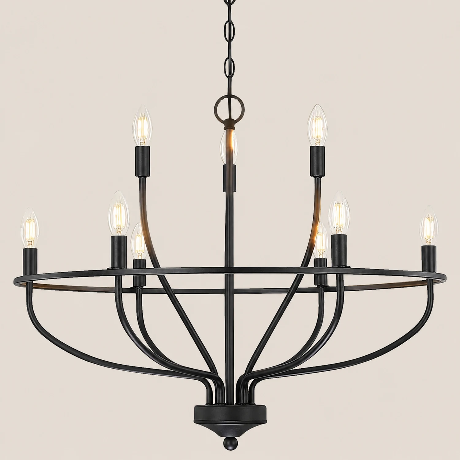 Silva Industrial Metal Candle Chandelier Black/Champagne Living Room/Bedroom - Lumpaz